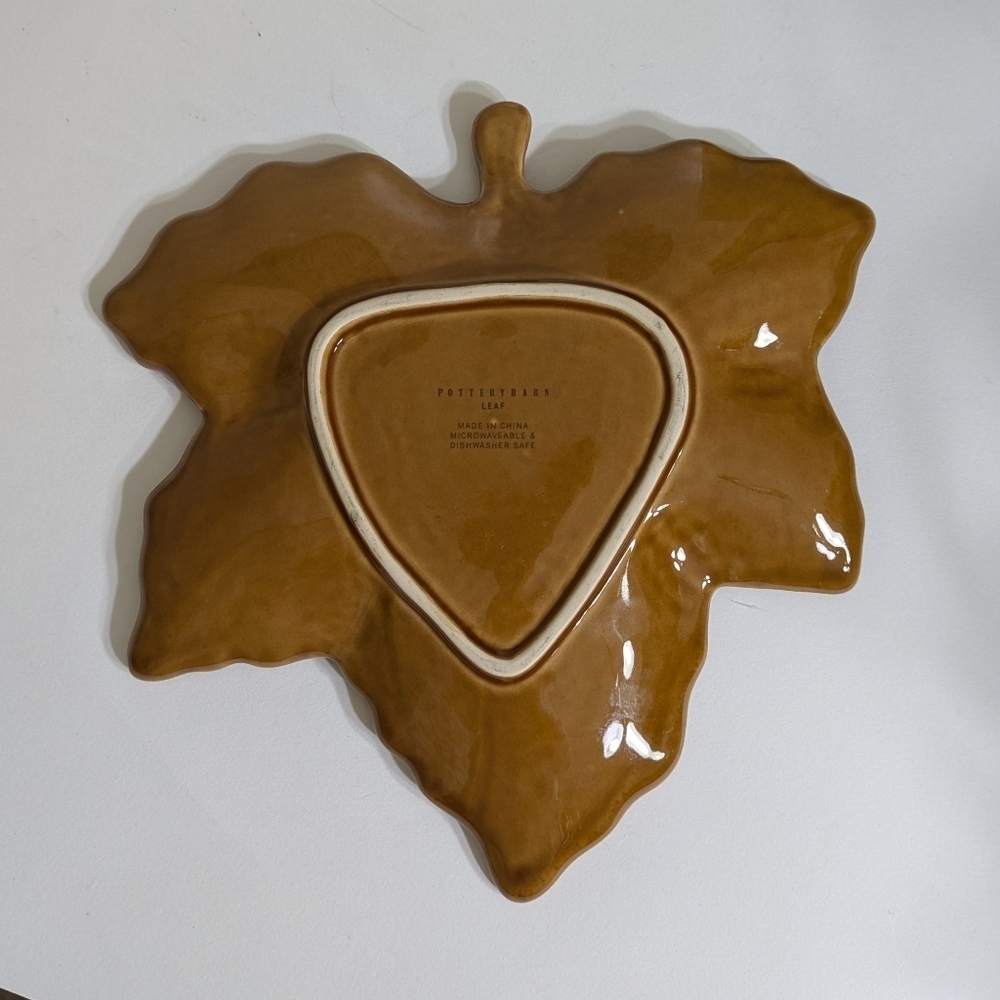 Pottery Barn Maple Leaf Plates Vintage Amber Leaf Shaped Salad Plates Per Plate - Picture 3 of 4